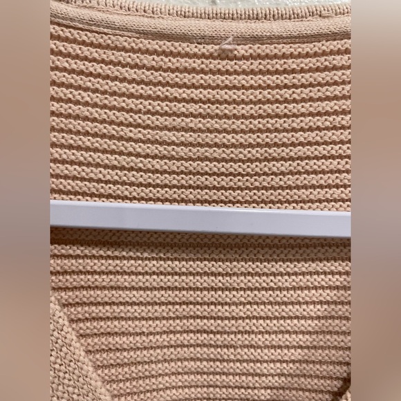 Free People Ribbed Slouchy Sweater V Neck Boho Boxy Chunky Neutral - Picture 5 of 8